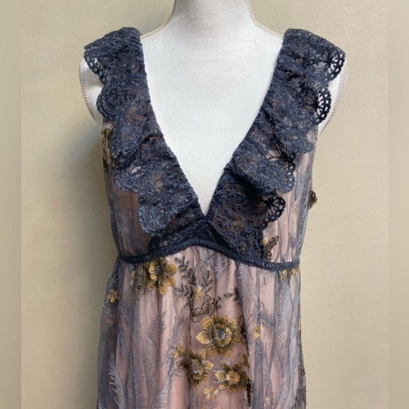 Sundance grey pink  Floral lace Maxi Dress Medium NwT - Picture 2 of 12
